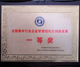 全(quán)國建材行業企業(yè)管理現代化創新(xin)成果一等獎